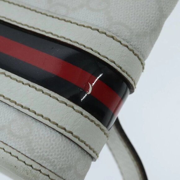 GUCCI GG Supreme Sherry Line Waist bag PVC White Red Navy 152597 Auth mr526 - Picture 8 of 16